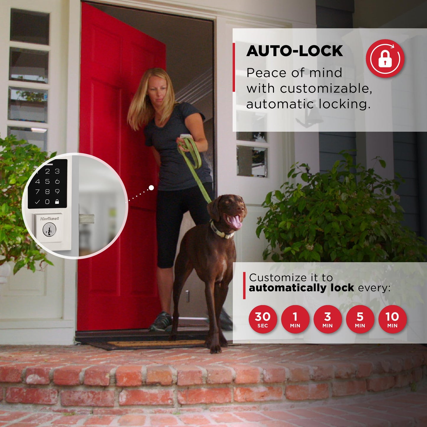 Kwikset SmartCode 270 Keyless Entry Electronic Touchpad Deadbolt Door Lock with Auto-Lock, Custom User Codes, Advanced Security in Satin Nickel Traditional