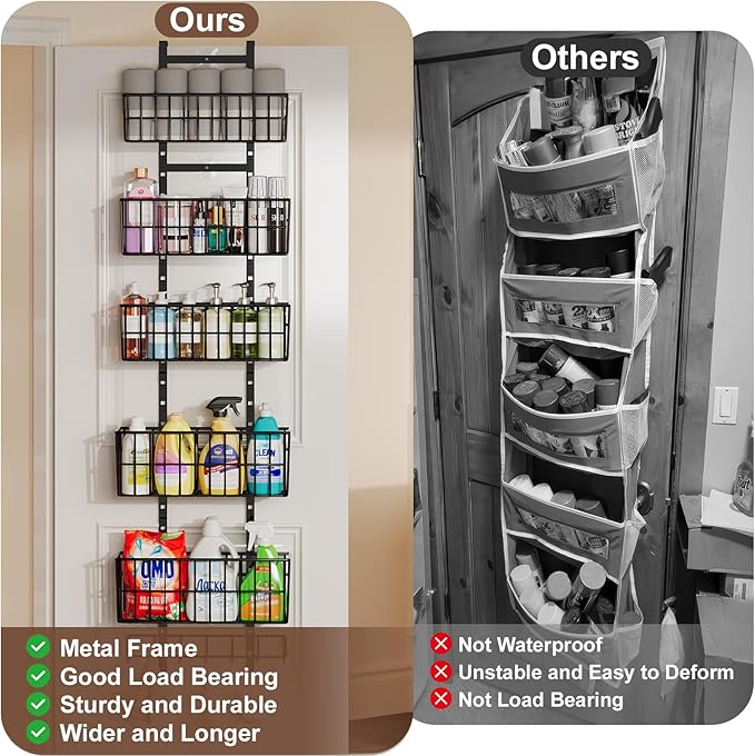Adjustable Over The Door Organizer, Metal Hanging Door Organizer