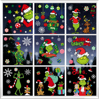 Christmas Window Clings Xmas Decor - 90 PCS Reusable Double Sided Static Window Stickers - Merry Christmas Gel Decals for Xmas Decorations Indoor Party Supplies