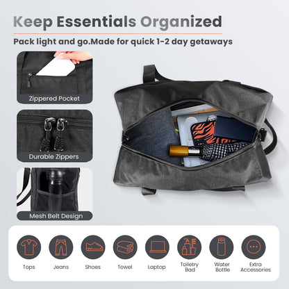 Nouatbog Small Gym Bag 14 Inch Duffel Bag for Women & Men,Waterproof Travel Sports Bags,Mini Gym Duffel with Bottle Holder,Foldable Lightweight Carry On Duffle-Black