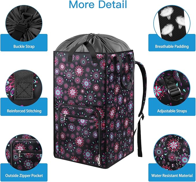 Bukere Laundry Backpack Bag for Women Girls, Extra Large Laundry Basket Hamper