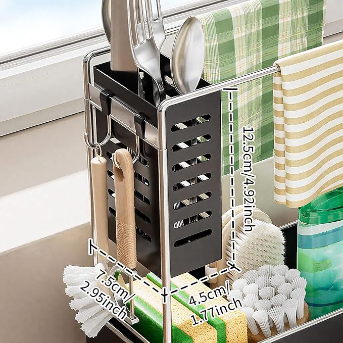 MOUKABAL Sponge Holder for Kitchen Sink, 2-Tier Sink Caddy Organizer