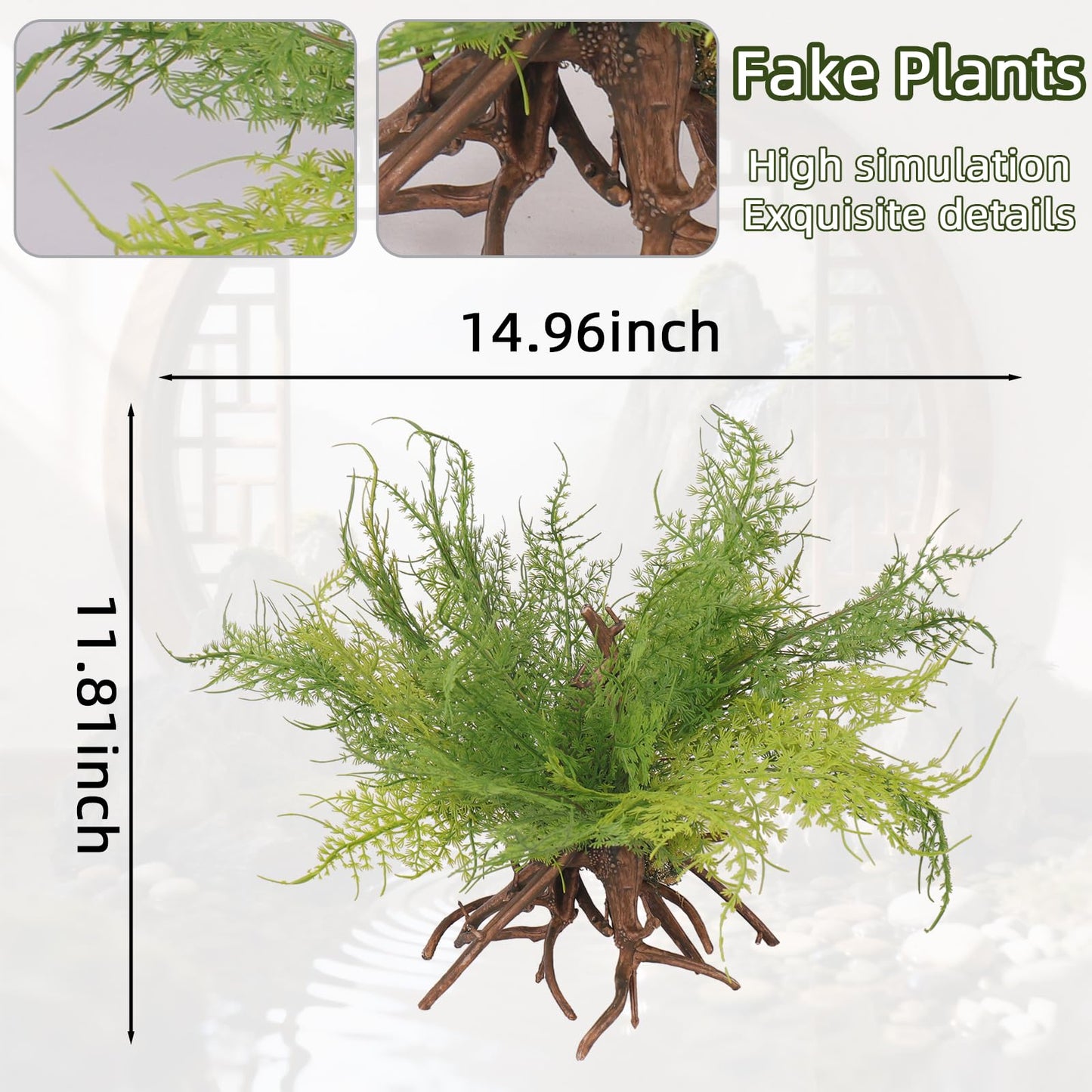Abzo Fake Plant Artificial Greenery Potted Plants, Fake Plants for Home Decor Indoor, Faux Greenery for Office Desk Farmhouse Bathroom Shelf Table Decor