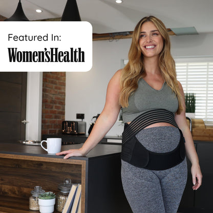 BABYGO® 4 in 1 Pregnancy Support Belt Maternity & Postpartum Band - Relieve Back, Pelvic, Hip Pain, SPD & PGP >> inc 40 Page Pregnancy Book for Birth Preparation, Labour & Recovery M Black