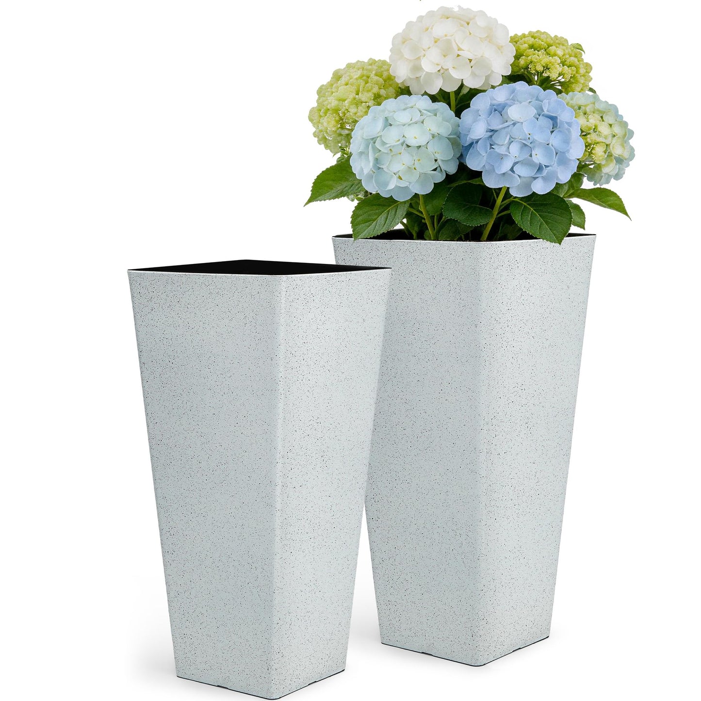 Autodaya 28" Tall Planters for Outdoor Plants, Extra-Large White Flower Pots for Blaconl, Porch, Living Room Corner, Garden, Patio, Deck Decor
