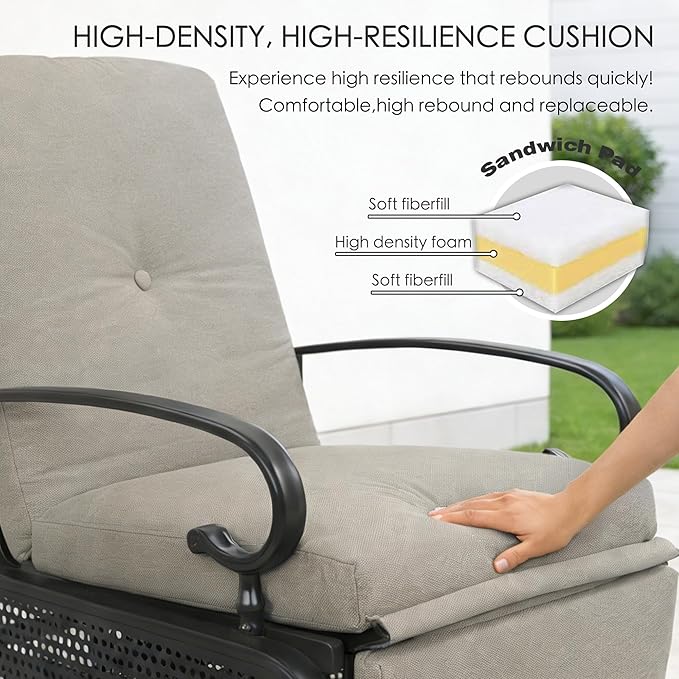 Kozyard Adjustable Outdoor Reclining Lounge Chair, Cushioned Patio Chaise Lounge with Extendable Metal Frame for Sunbathing, Reading & Relaxing – Comfortable Outdoor Recliner(Beige)