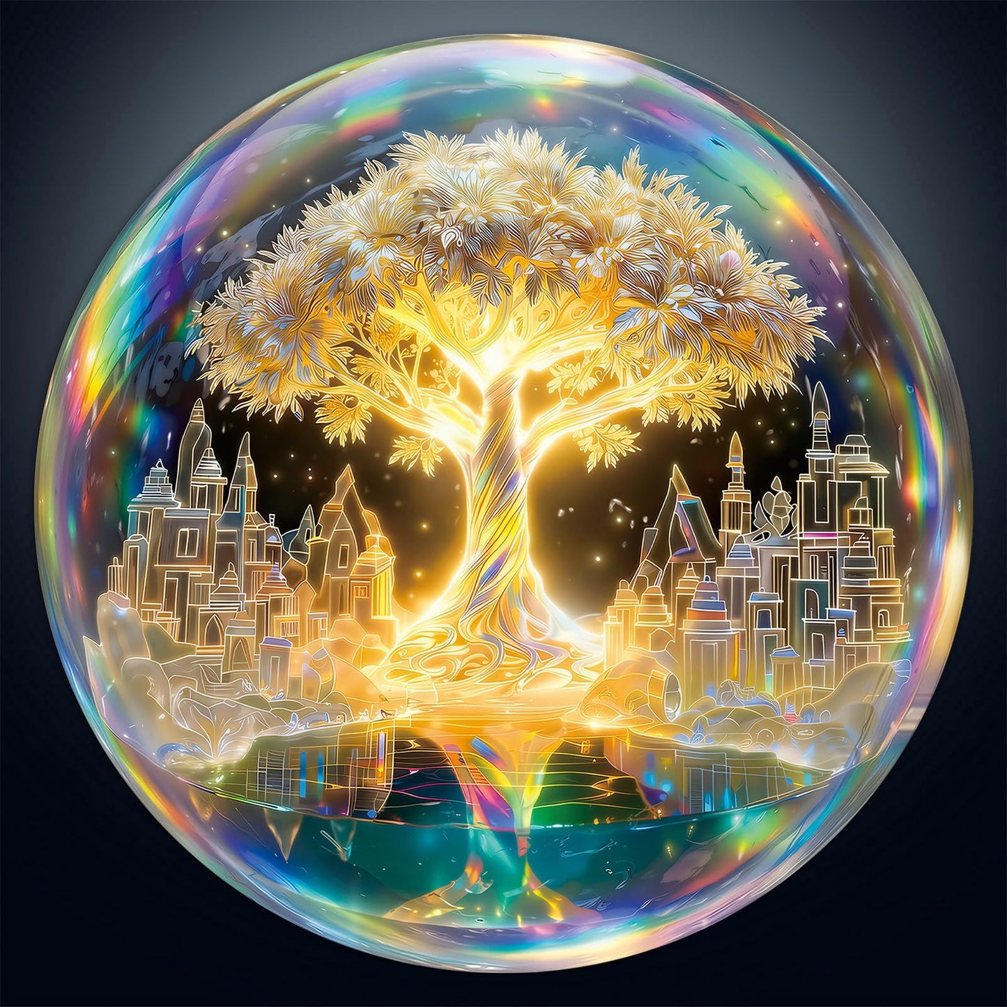 Artipuz 1000 Piece Round Jigsaw Puzzle for Adults - Crystal Tree of Life, 26.6" Diameter – Stress Relief & Cognitive Challenge, Ideal Mindfulness Gift Family Game Night, Artistic Wall Decor