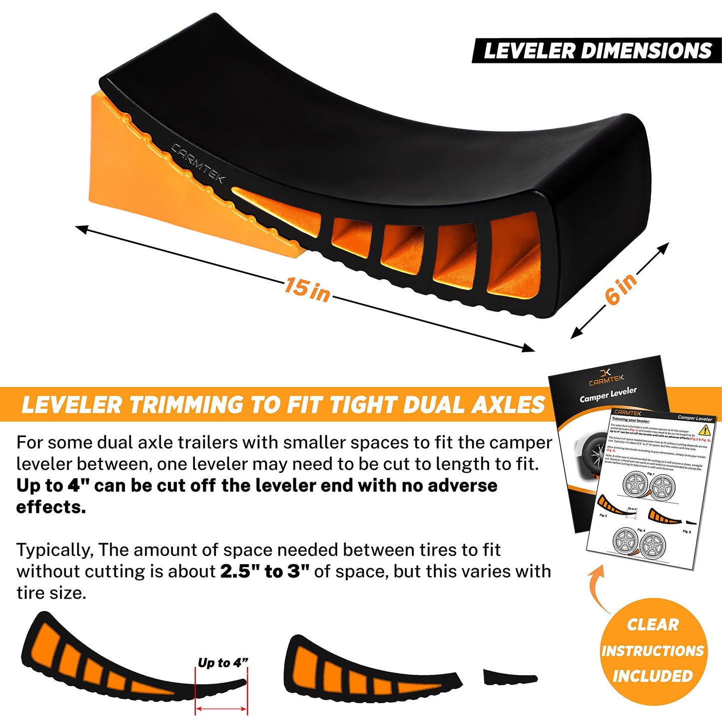 CARMTEK Camper Leveler Kit - Curved RV Levelers with Camper Wheel Chocks for Travel Trailers | Faster Camping Leveling Than RV Leveling Blocks (1 Pack)