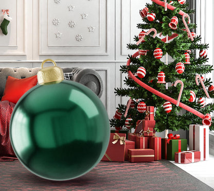 24 Inch Inflatable Christmas Balls Large PVC Inflatable Christmas Ornaments Ball, Xmas Blow up Ornaments for Outside Holiday Yard Lawn Porch Decor(Emerald Green)