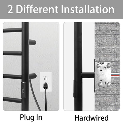 KEG Towel Warmer 8 Bars for Bathroom Freestanding or Wall Mounted Bath Towel Heater Plug-in with Built-in Timer Silver