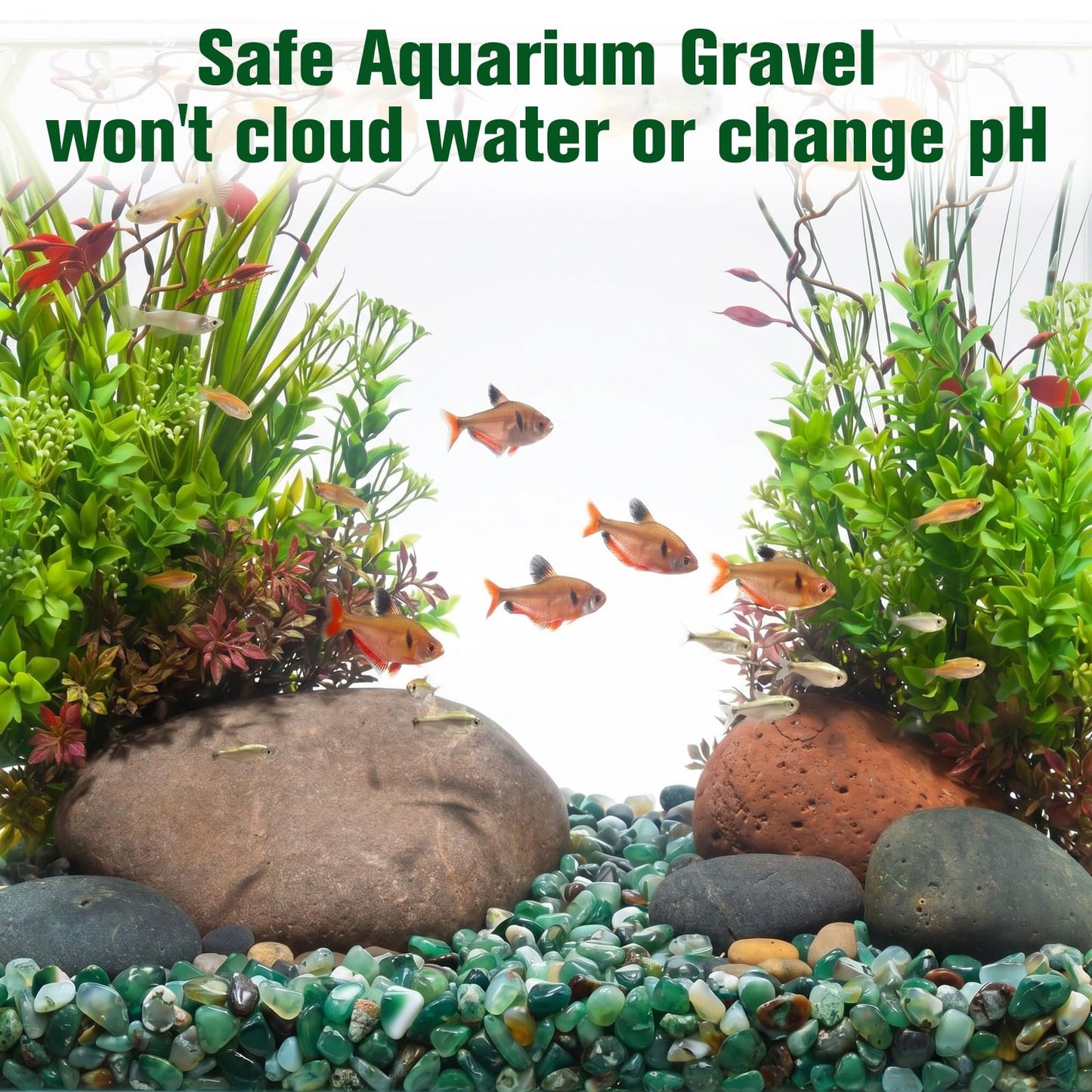 Halatool 8LB Green Agate Stones 0.35"- 0.6" Aquarium Gravel for Fish Tank Natural Landscaping Pebbles Decorative Polished Stones for Plants Home Decor DIY Handmade & Vase Filler
