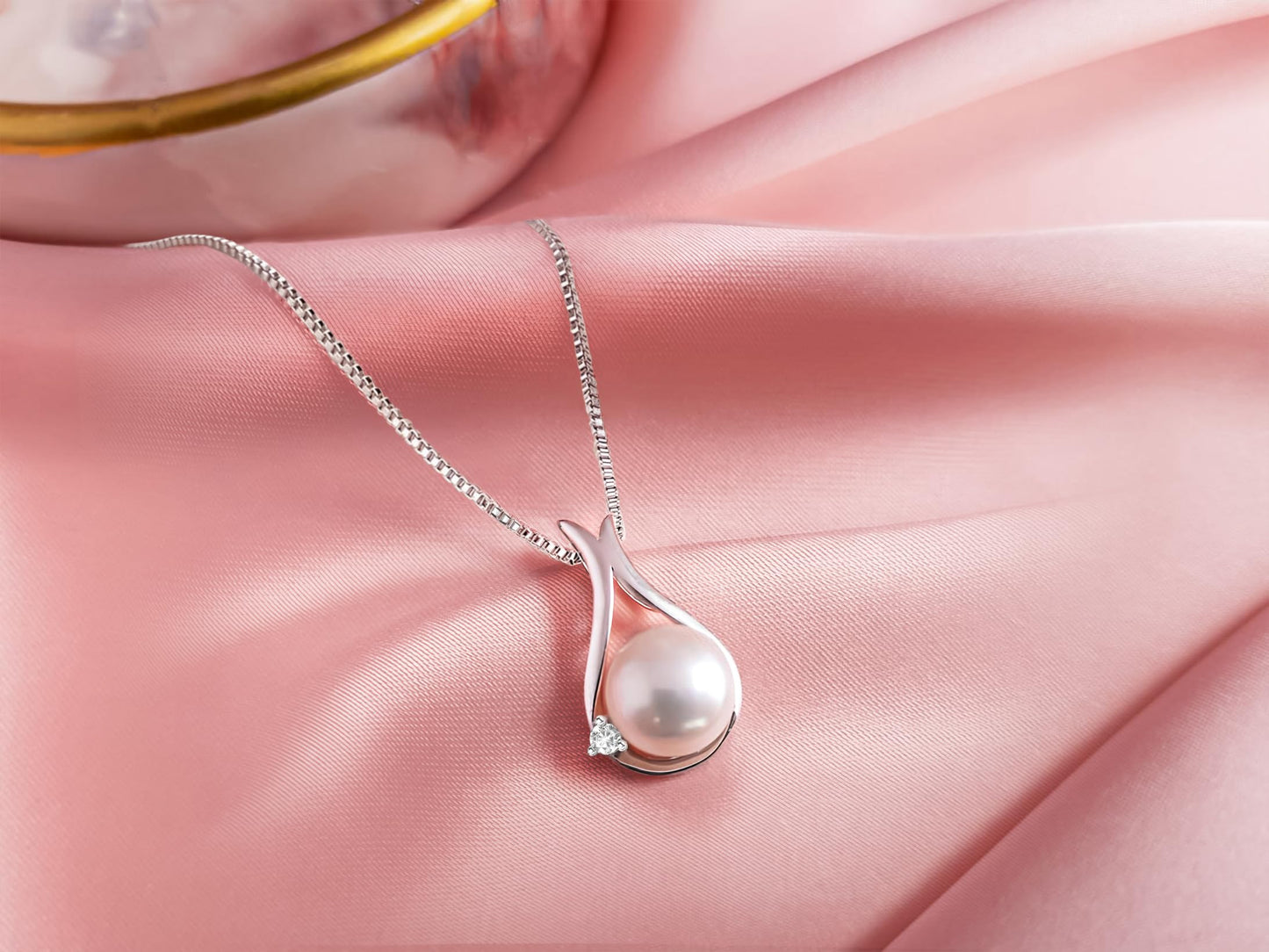 Gifts For Wife Wedding Anniversary - Mothers day gifts -AAA+ Real Pearl Necklaces For Women (18k Gold Platting 925 Sterling Silver) Mothers day necklace ideas Birthday Freshwater Pearl Necklace