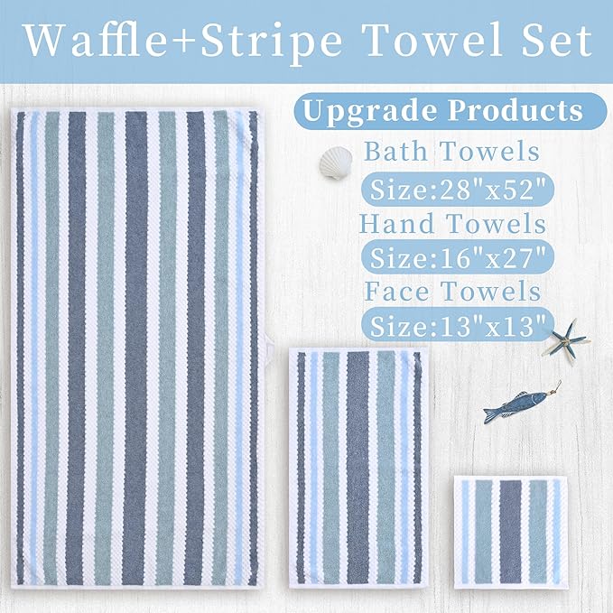 Waffle Hand Towels, Striped Hand Towel, Durable Towel