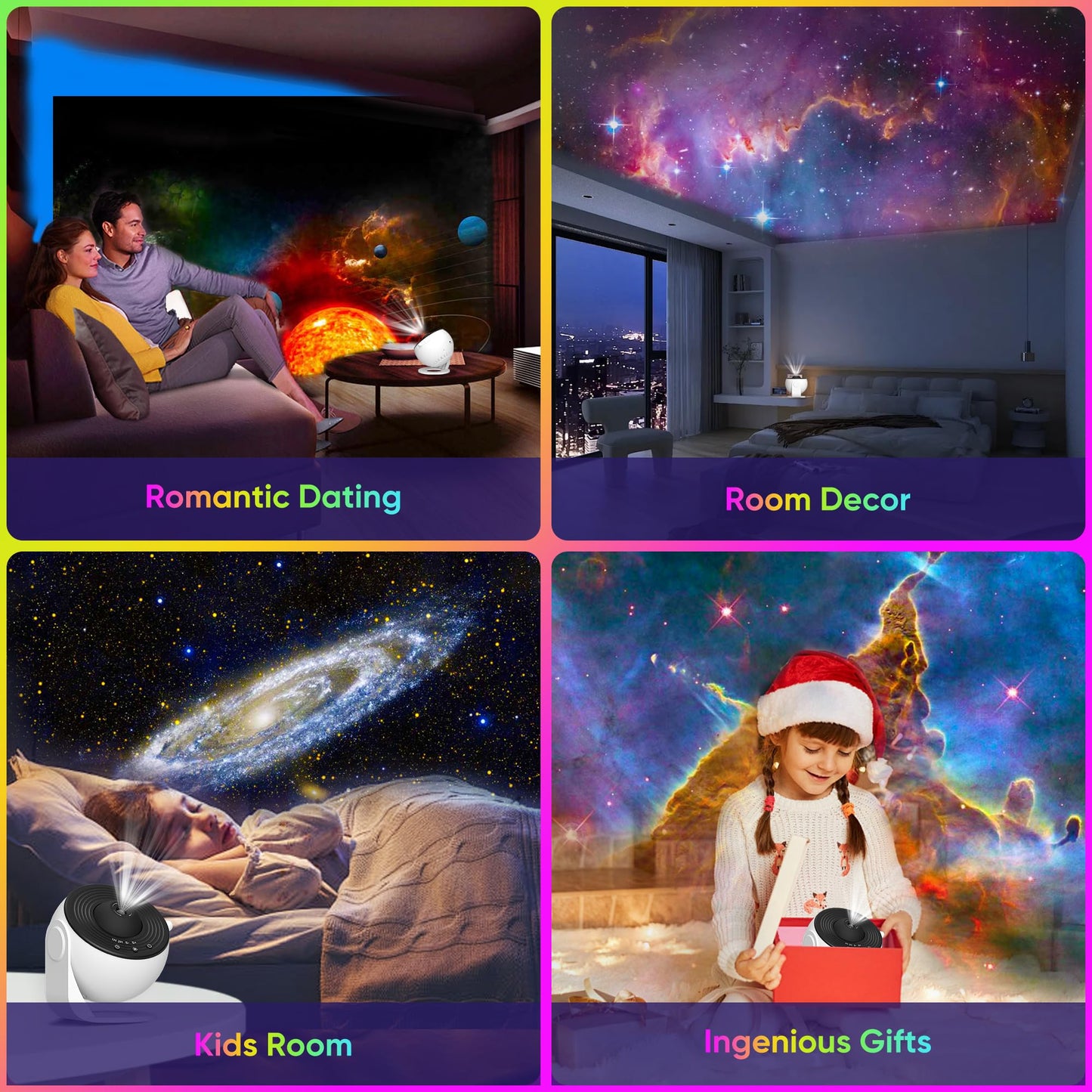 FlyLily Galaxy Projector, 13 in 1 HD Planetarium Star Projector for Bedroom, 360 Rotating Star Light with Adjustable Knob and Timer for Kids, Ceiling, Gifts, Room Decoration
