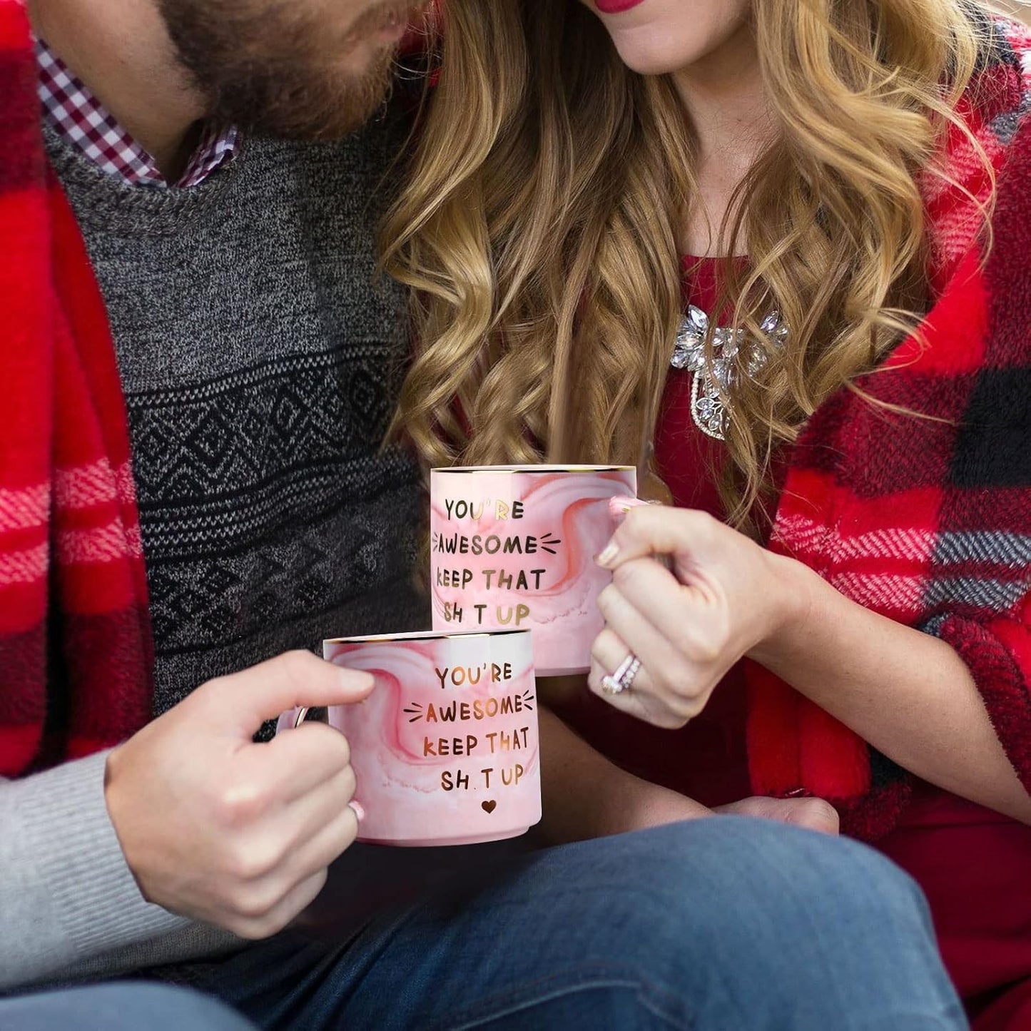 Generic Pink Ceramic 12oz Cylindrical Coffee Mug, Novelty Coffee Mugs, Perfect for Home, Christmas, Valentine's Day, Anniversary, Microwave Safe
