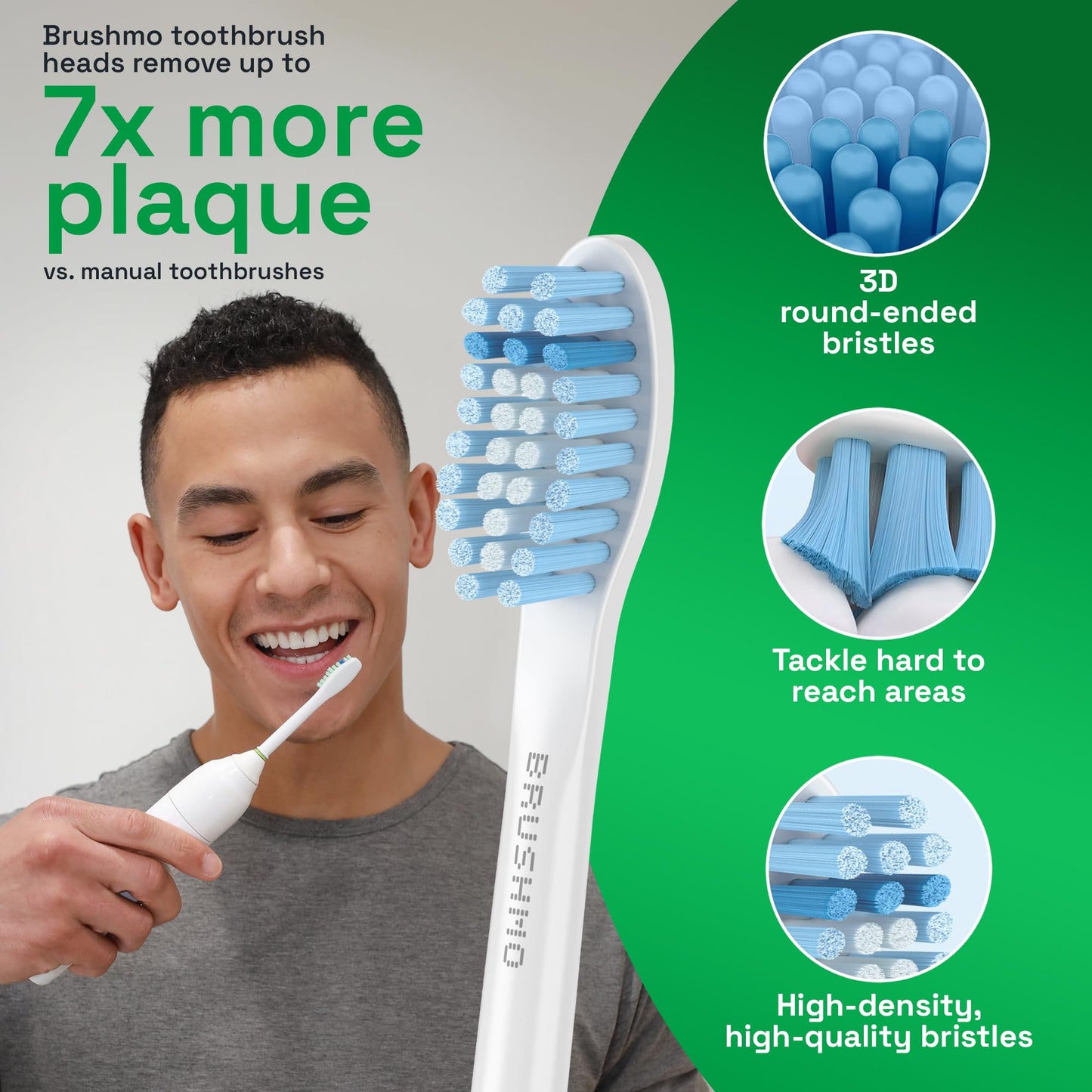 Brushmo e-Series Electric Sonic Toothbrush - Rechargeable Screw-On Electronic Tooth Brush for Adults with 3 Modes & Timer - IPX7 Waterproof, Long-Lasting Battery & Wireless Charging Base - White