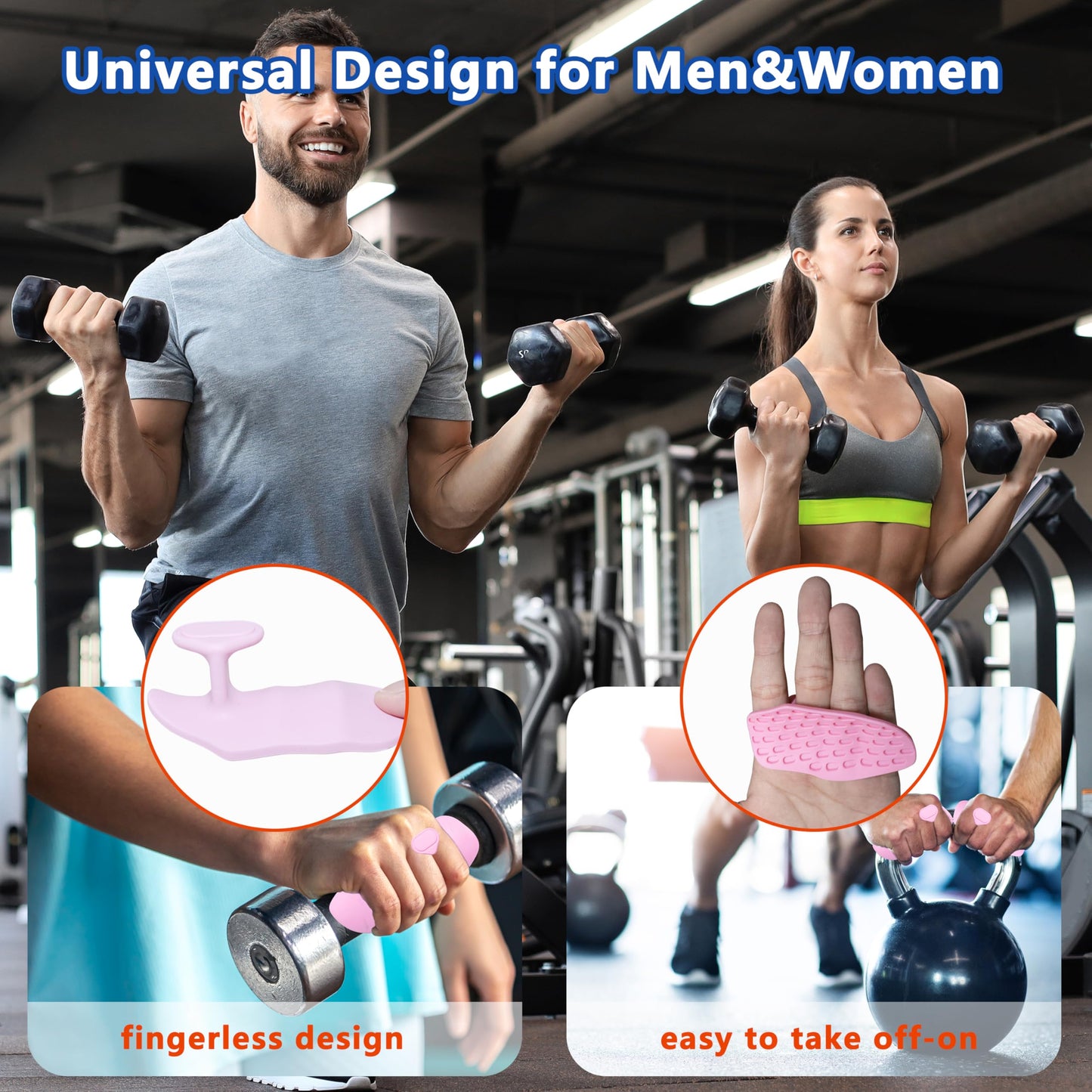 Epritliber Silicone Gym Grips for Weight Lifting,Workout Gloves for Women Men Alternative,Anti Slip Gym Workout Grip,Rubber Gym Hand Grips-Weightlifting Grips Pad for Barbell,Pull Up,Ryptfit,Training