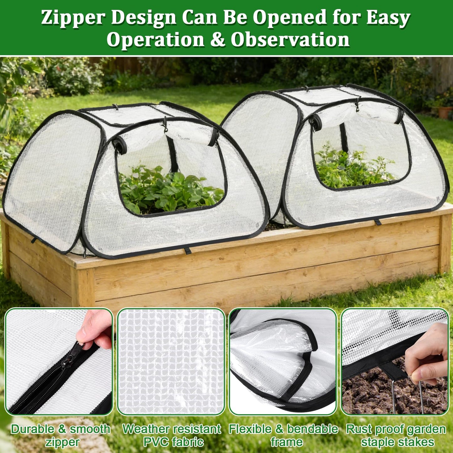 2 Pack Garden Covers for 6x3ft Raised Beds - Garden Row Plants Cover Accelerator, Freeze Protection Greenhouse Cover for Raised Garden Beds Protecting Seedlings Fruits Vegetable Rows