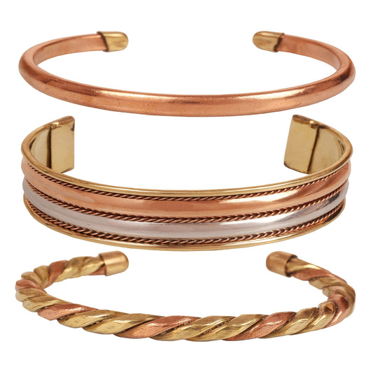 Touchstone copper bracelets | gift for men women |adjustable 100% pure solid real jewelry | handmade bracelet set combo | rope braided tibetan bangles. Set of 3 different designs