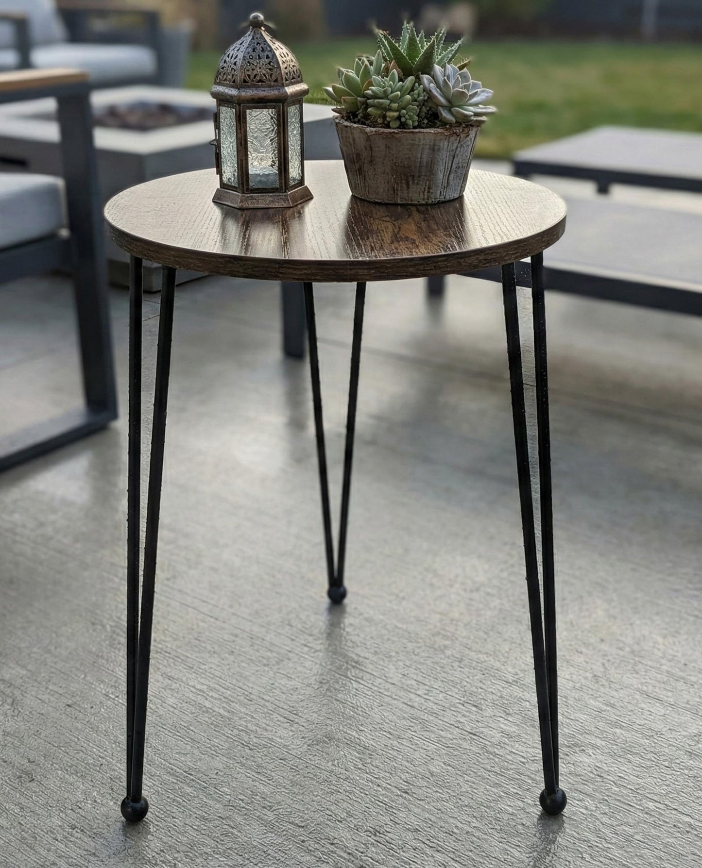 iLTreFlo 17 Inch Tall Metal Plant Stand Indoor,Heavy Duty Flower Pot Holder with 11.5 Inch Modern Round Board Table,Sturdy Metal Tripod Design Side Table,Matte Black