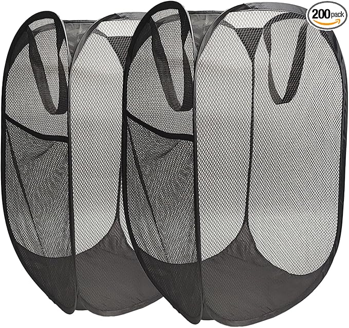 The upgraded pop-up laundry basket features a breathable side pocket mesh design
