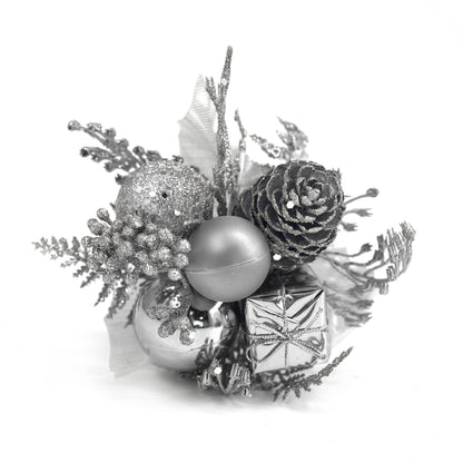 Riverbyland Artificial Plants 8" Christmas Tree Picks Silver Floral Spray Decorations 3 PCS