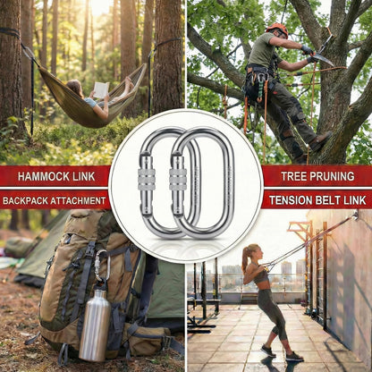 Heavy Duty Locking Carabiner Clip - 28KN /6295lbs Oval Carabiner, 4.3" Large High Strength Alloy Steel Caribiniers for Hammocks, Rigging, Gym, Ropes