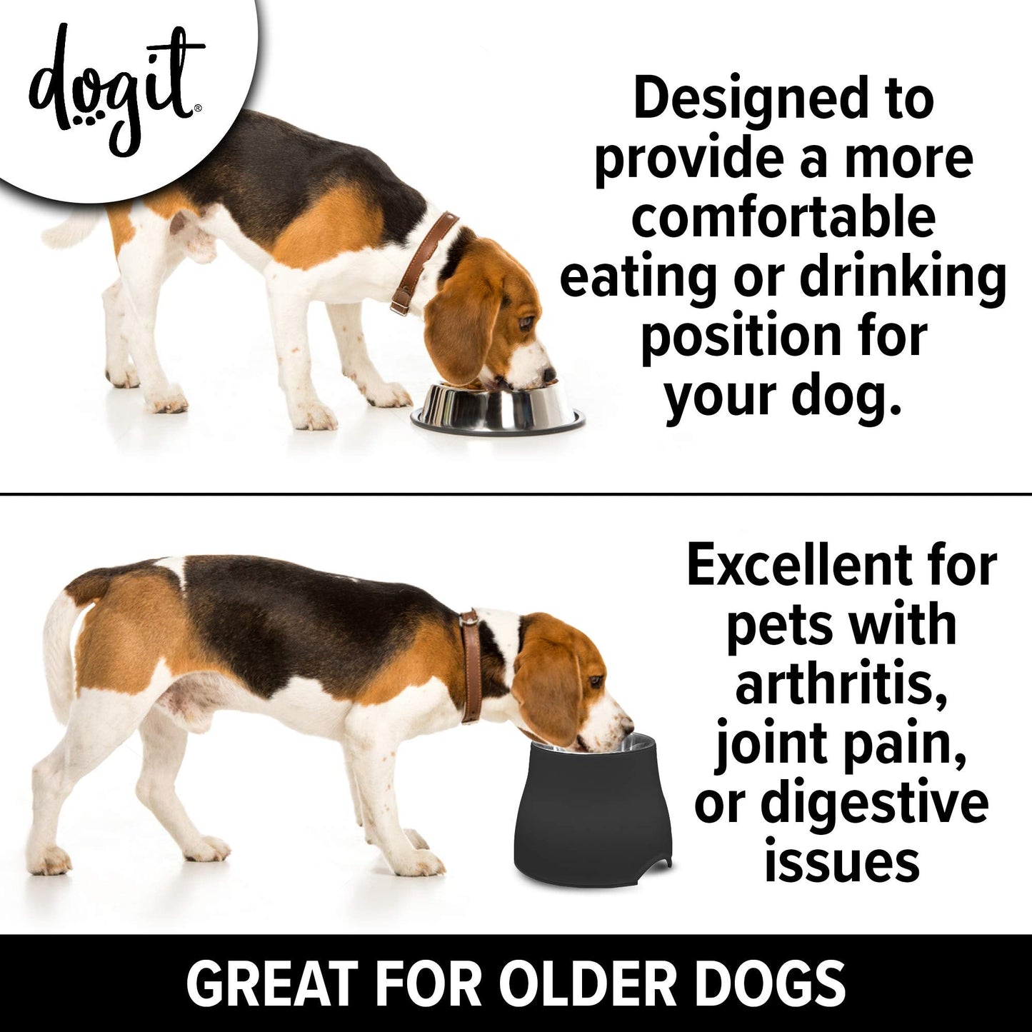 Dogit 2-in-1 Elevated Dish/Bowl, Black, 900 ml