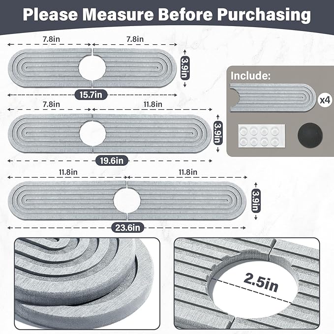 2 Set/4PCS Faucet Mat for Kitchen Sink Splash Guard Faucet Mat Absorbent