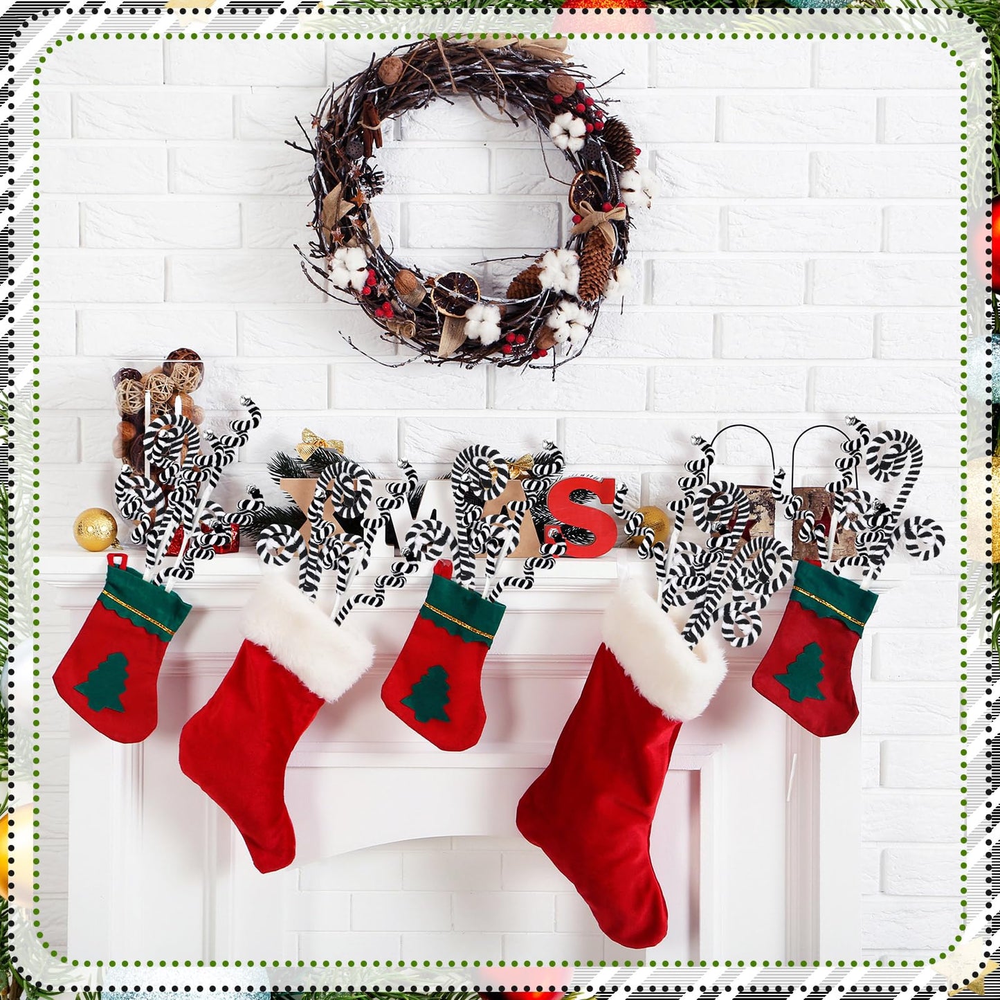 Soulchen 15 Pcs Black and White Christmas Tree Picks Decorations Curly Pick Christmas Tree Stems for Xmas Home Decorations DIY Vase Filler Holiday Crafts Ornaments for Wreath Garland