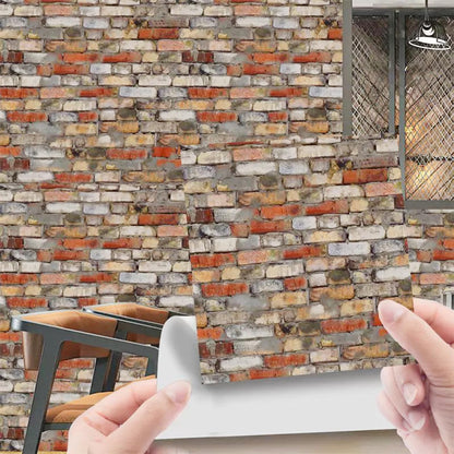 Attuslla 16 PCS Miniature Mini House Floor Tiles Self Adhesive Floor Tiles Faux 3D Brick Wall Paper Sticker for Mini House Decoration, 3.94 Inch, Red Brick B