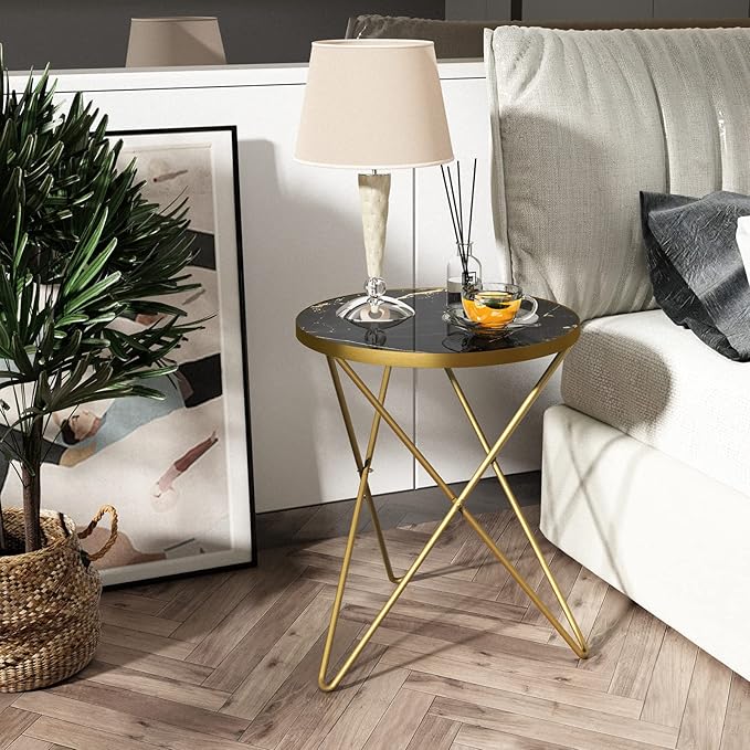 HLR Modern Round Side Table, End Table