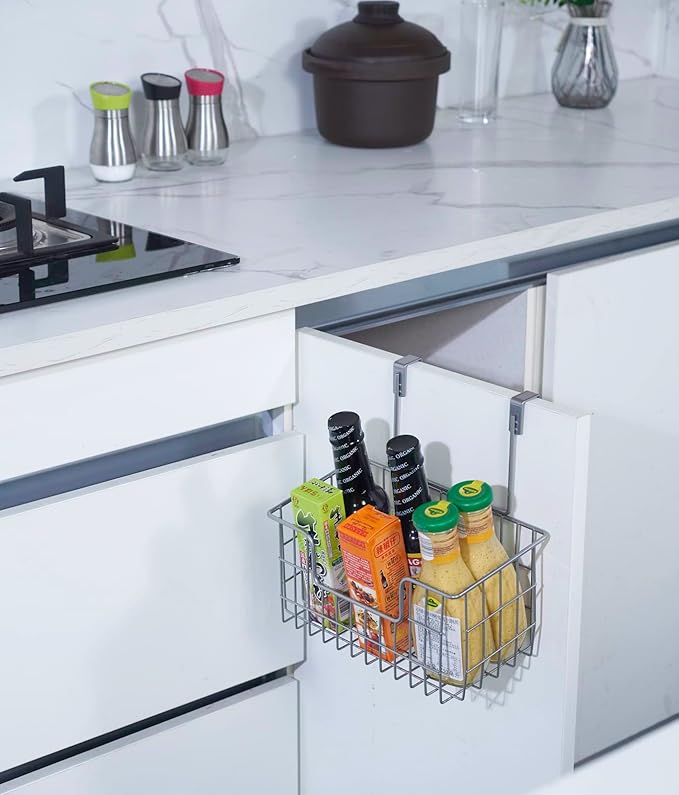 Wire Hanging Storage Basket 2 Packs, Wall Mounted Kitchen Bathroom Storage