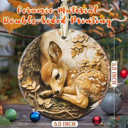 3.5" Ceramic Deer Ornaments for Christmas Tree, Christmas Ornament, Heirloom Keepsake, Gift Exchange, Gift Idea, Bauble Present