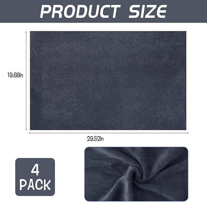 4 Pack Extra Large Microfiber Cleaning Cloths 20"x30", Lint-Free Reusable Towels