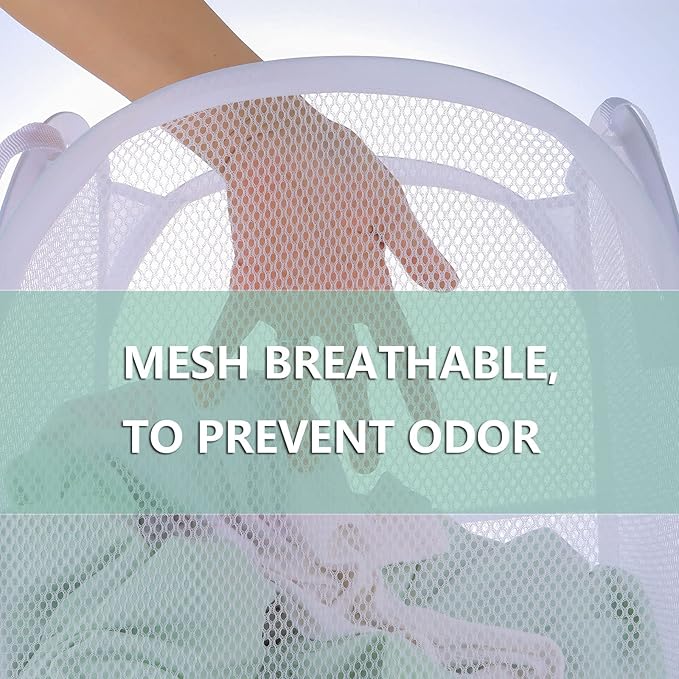 2 Pack Laundry Basket, Foldable Mesh Popup Laundry Hamper