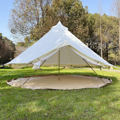Outdoor Family Camping Safari Glamping Waterproof Luxury 3/4/5/6M Yurt Bell Tent With Mesh Screen (Off White Oxford, 6M)