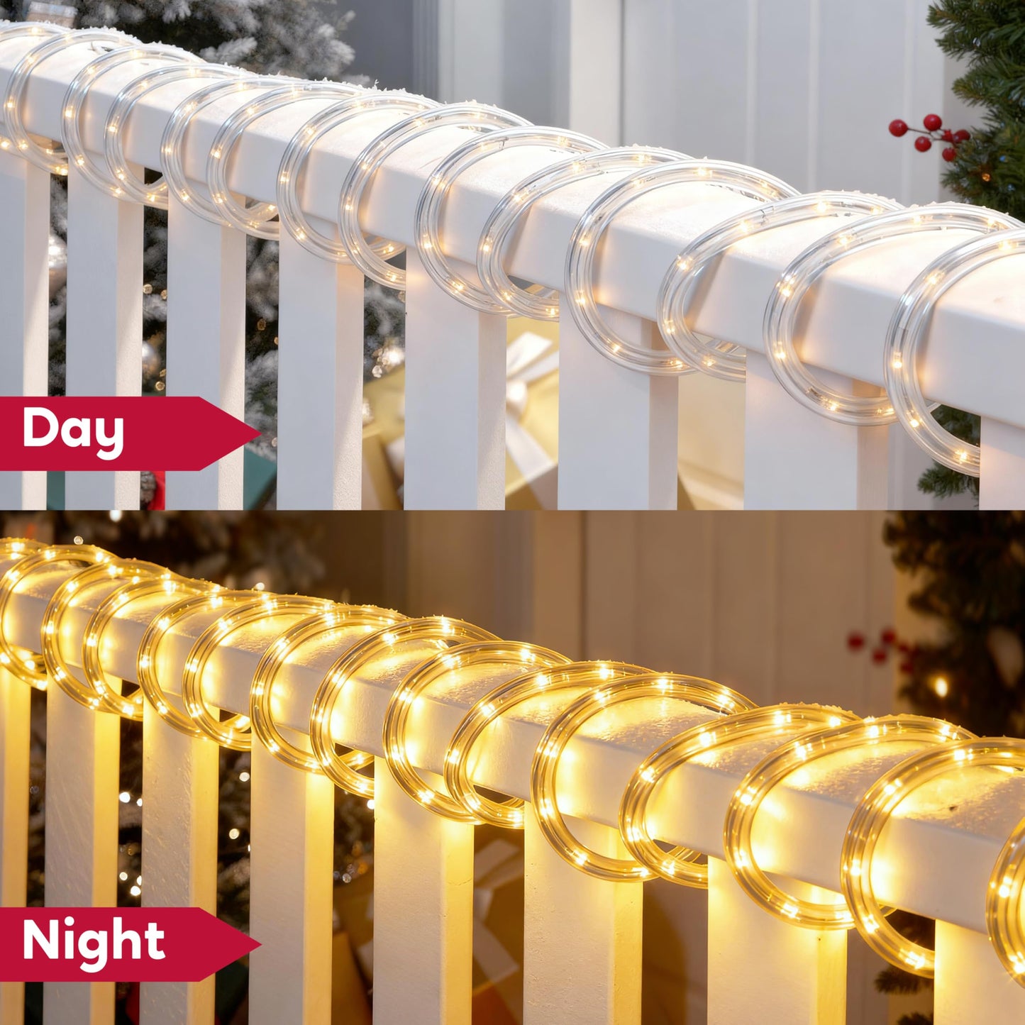 Joiedomi 40FT LED Candy Cane Rope Lights, Waterproof Outdoor 360 LED Christmas Decor Lights for Garden Yard Party Xmas Christmas Holiday Decorations (Warm White)