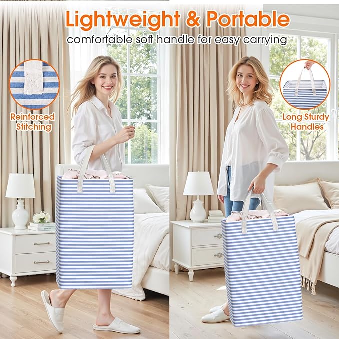 3 Pack Large Laundry Basket, Waterproof & Freestanding Laundry Hamper,