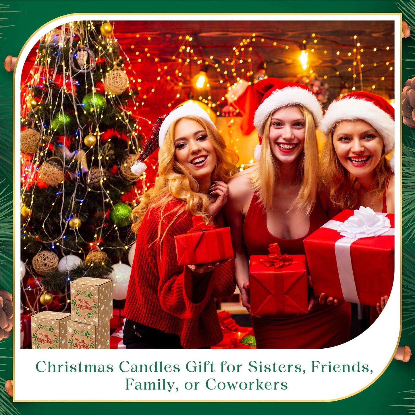Fullhawl Christmas Gifts Scented Candles Bulk 7 oz Soy Wax Home Floral Holiday Christmas Jar Candles Set Bundle with Gift Boxes Long-Lasting Scents for Women and Mom