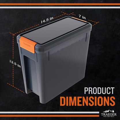 Traeger Grills BAC637 Stay Dry Pellet Storage Bin with Locking Lid, 22lb Capacity Wood Pellet Container with Flavor Stickers, Stackable Design, Airtight Storage for Grill Pellets