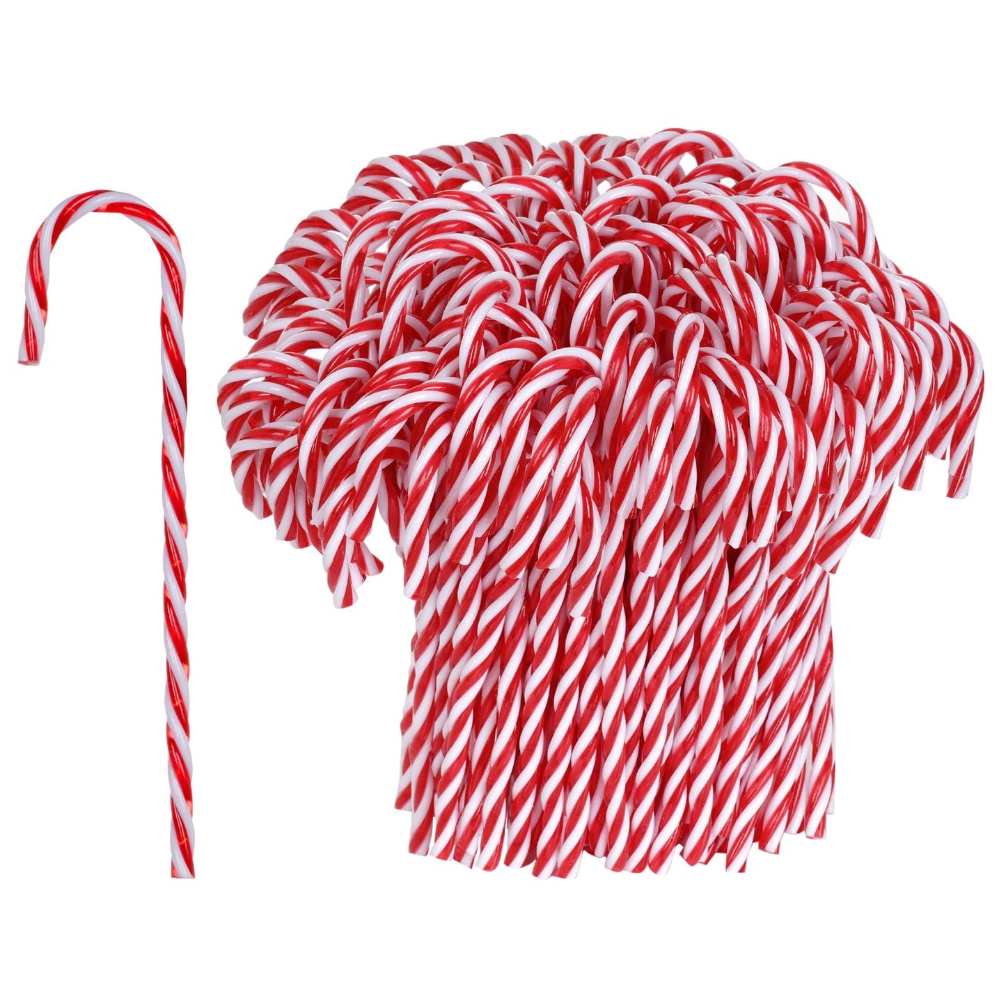 Jmkcoz Christmas Plastic Candy Cane Christmas Tree Hanging Ornament Twisted Crutch Candy Canes for Xmas Gift Holiday Decoration Party Favor (150, Red and White)