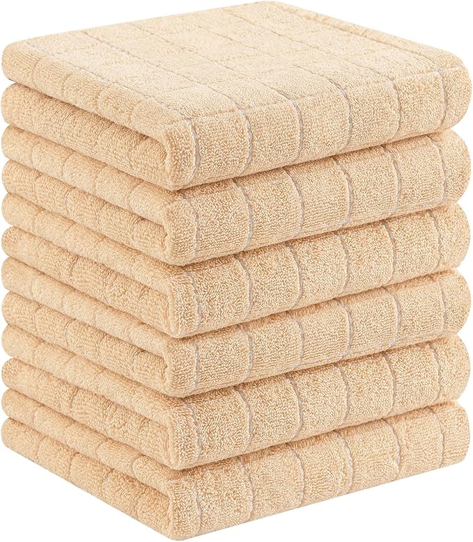 Homaxy 100% Cotton Terry Kitchen Towels, Checkered Designed, Soft and Super