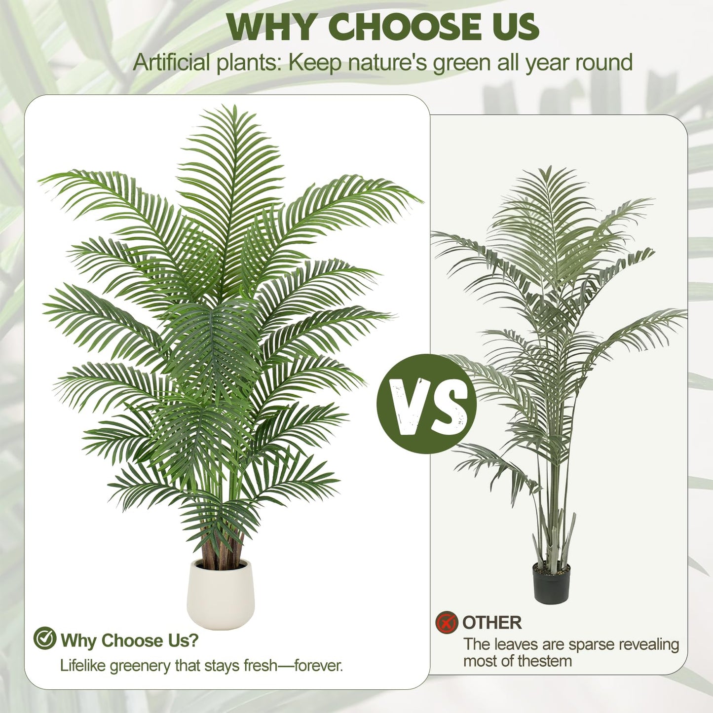ZEEOZE 6ft Artificial Palm Tree Tall Faux Palm Tree Indoor Large Fake Plants with 18 Trunks Artificial Plants with White Pot Lifelike Leaves for Home Office Decor Living Rooms Bedrooms