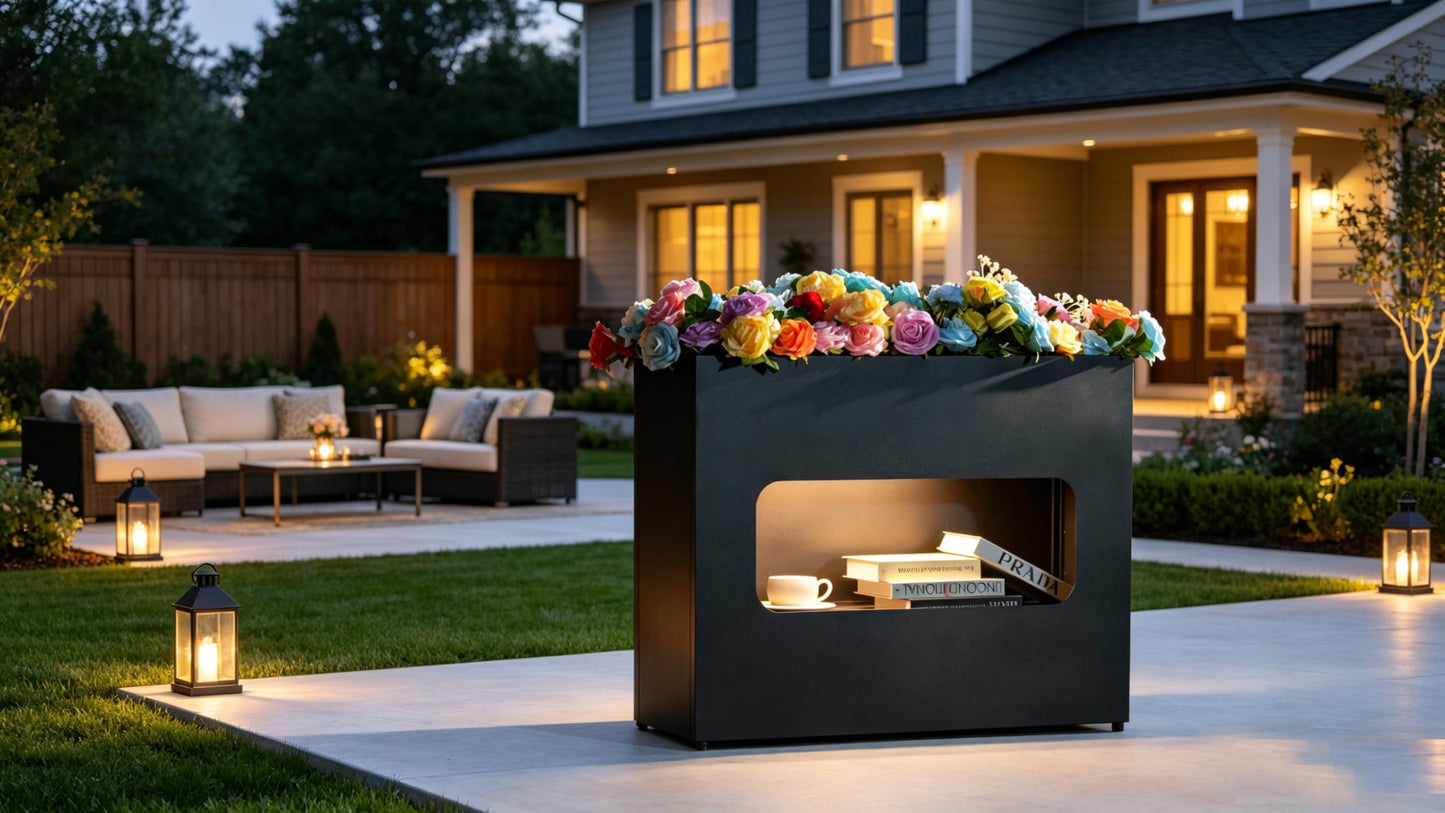 Turviaspact 36x12x28IN Metal Planter Box with LED Intelligence Light Large Black Rectangular Planters for Plant Pots,Plants,Flowers,Privacy Planter for Patio,Front Porch,Balcony,Garden
