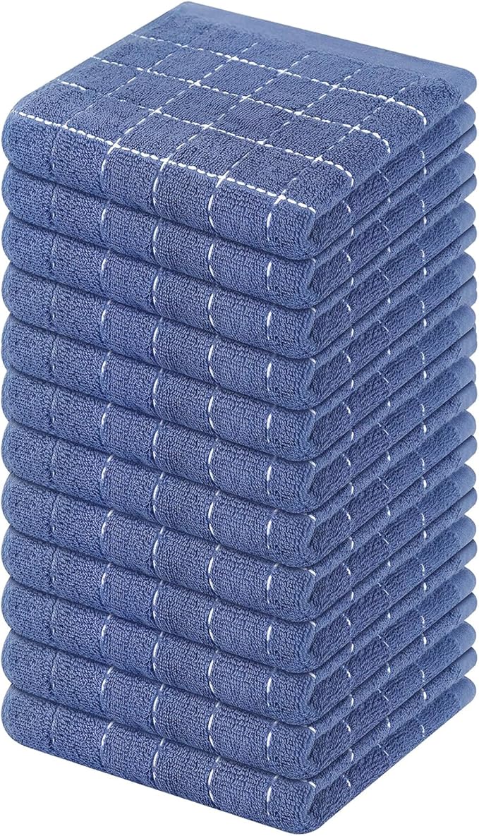 Mordimy 100% Cotton Terry Cloth Dish Cloths, Soft and Absorbent Checkered Dish