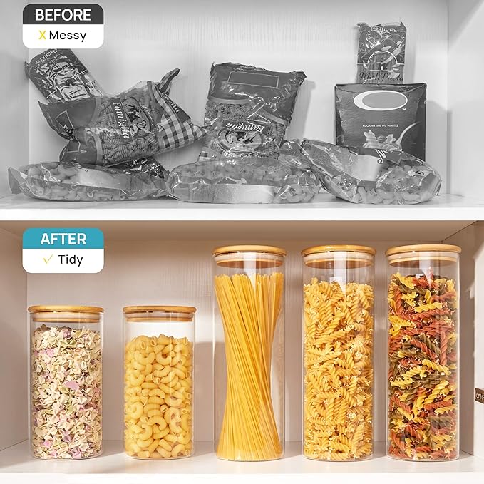 Vtopmart 70oz Glass Food Storage Jars, 3 Pack Large Kitchen Containers