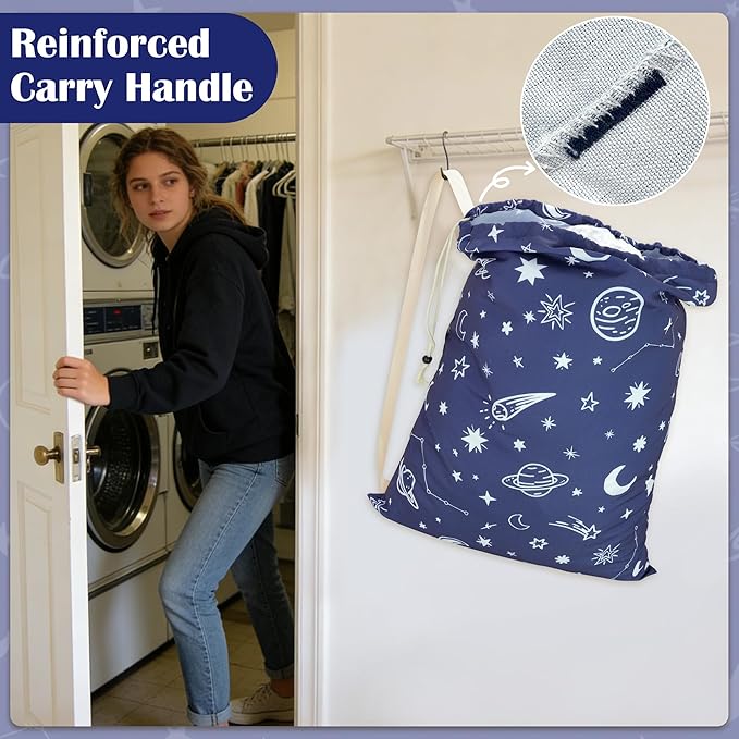 Canvas Laundry Bag with shoulder Strap 24"W x 29"H, Large Drawstring Dirty
