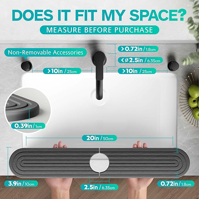 Stone Faucet Mat for Kitchen Sink – Diatomite Fast-Drying Stone Tray, Faucet