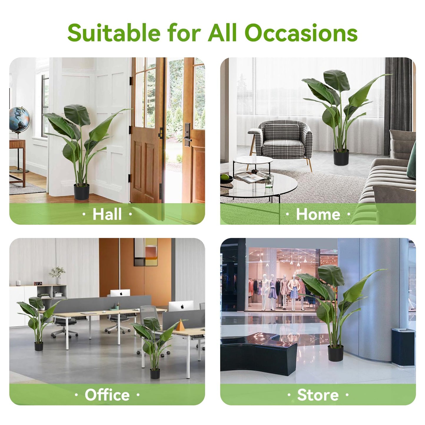 WC WAH CHUN Artificial Bird of Paradise Plant Fake Tropical Palm Tree for Indoor Outdoor, Perfect Faux Plants for Home Garden Office Store Decoration (H 120cm)